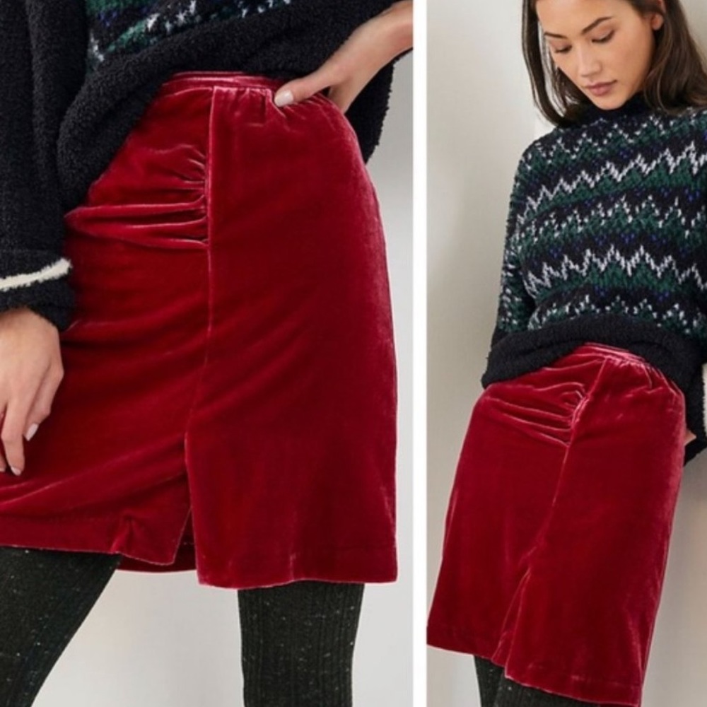 Anthropologie holiday velvet skirt XS•S